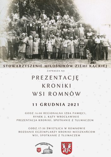Prezentacja Kroniki wsi Romnów - zaproszenie na spotkanie